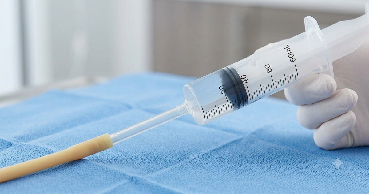 60mL piston irrigation syringe with catheter tip for wound care and tube flushing