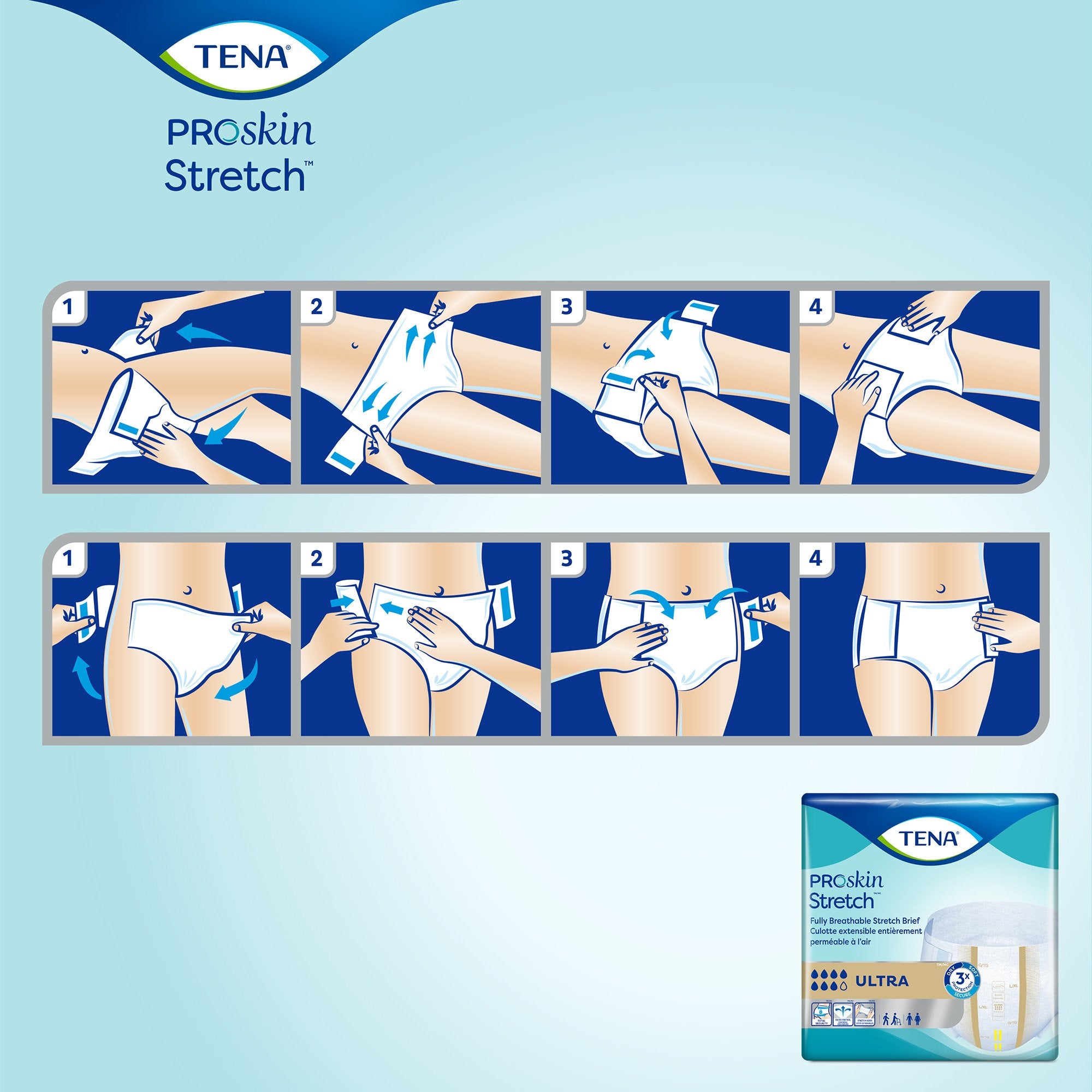 TENA ProSkin Incontinence Stretch Brief ™ Ultra Unisex Disposable Heavy Absorbency