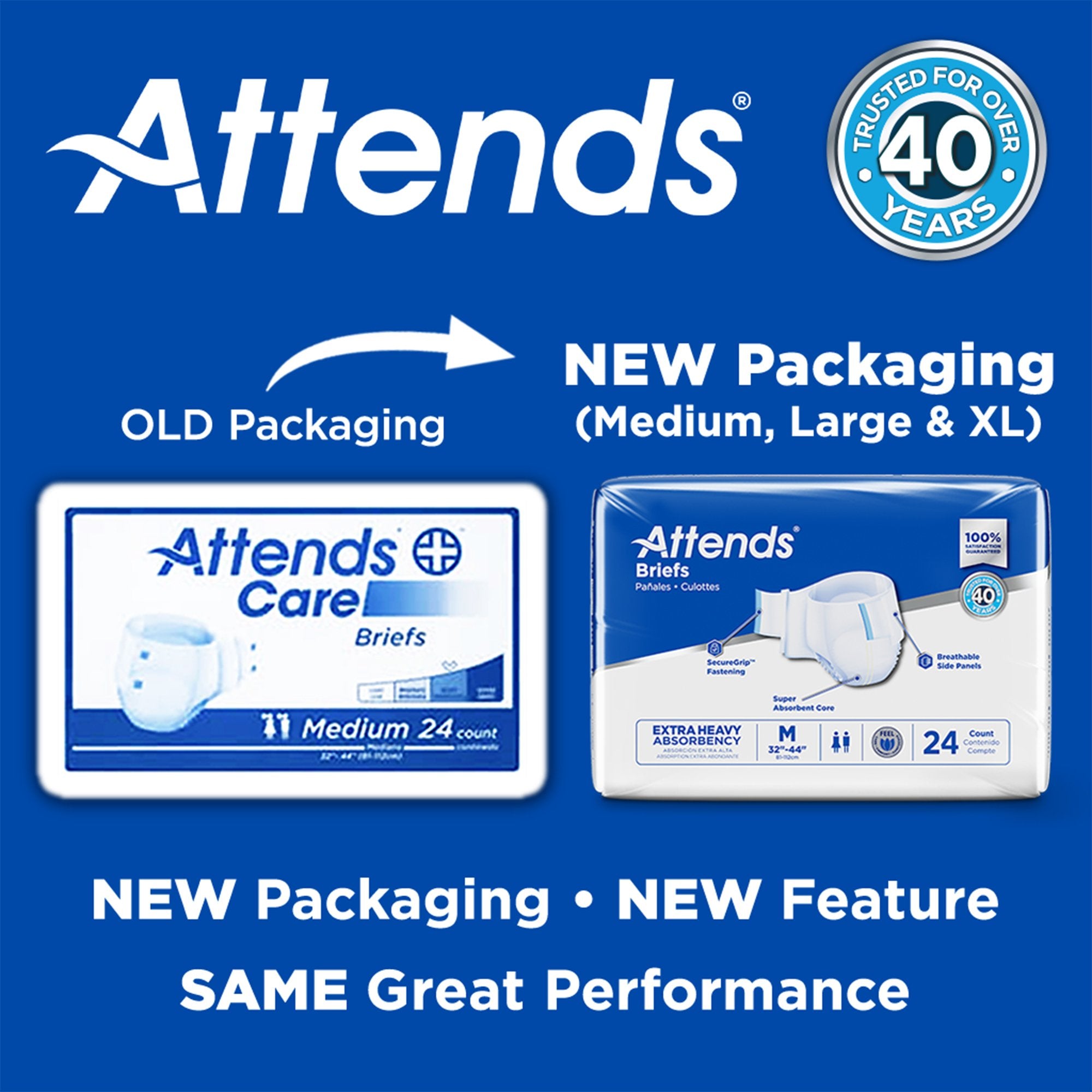 Attends®Care Moderate - Heavy Absorbency Adult Incontinent Brief