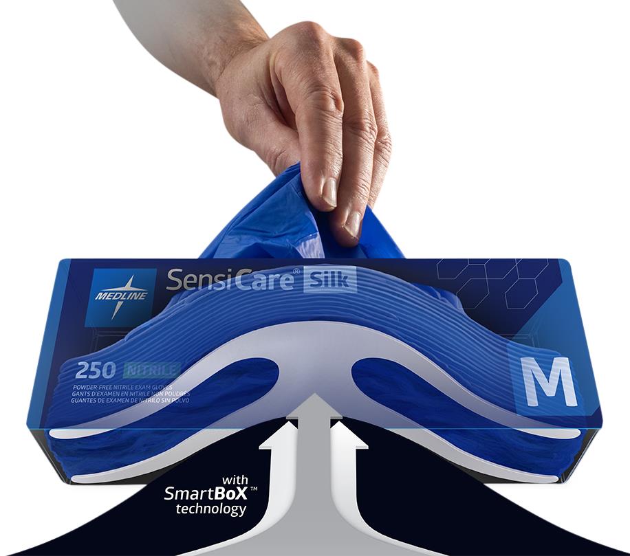 SensiCare Silk Nitrile Exam Gloves with SmartBoX Technology