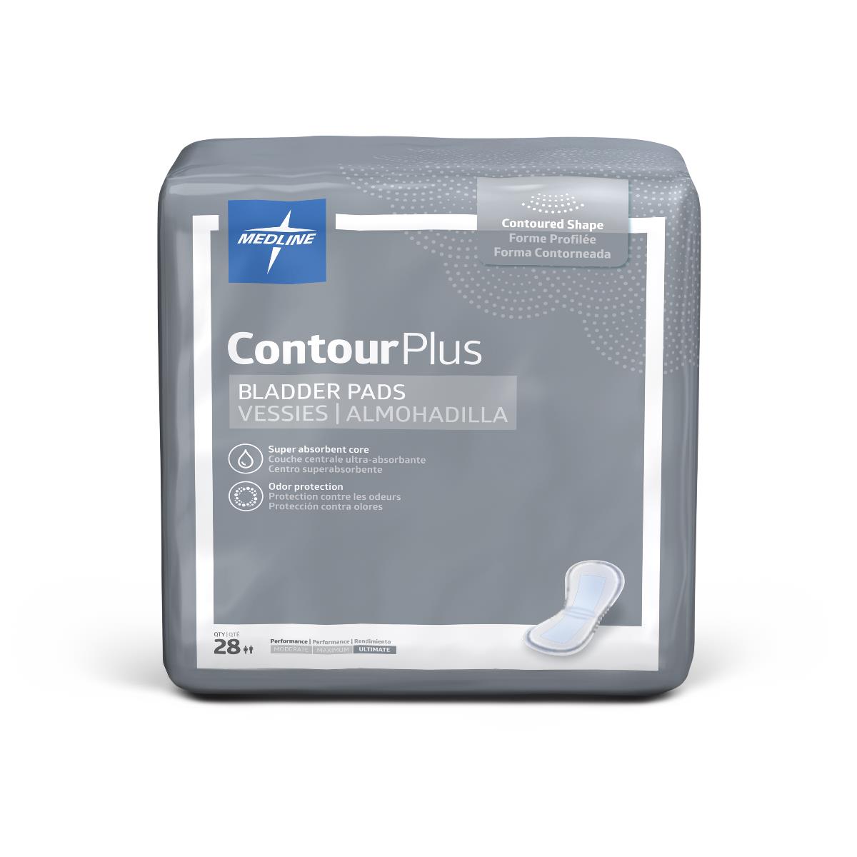 Medline Contour Plus Bladder Control Pads Ultimate 8" x 17"