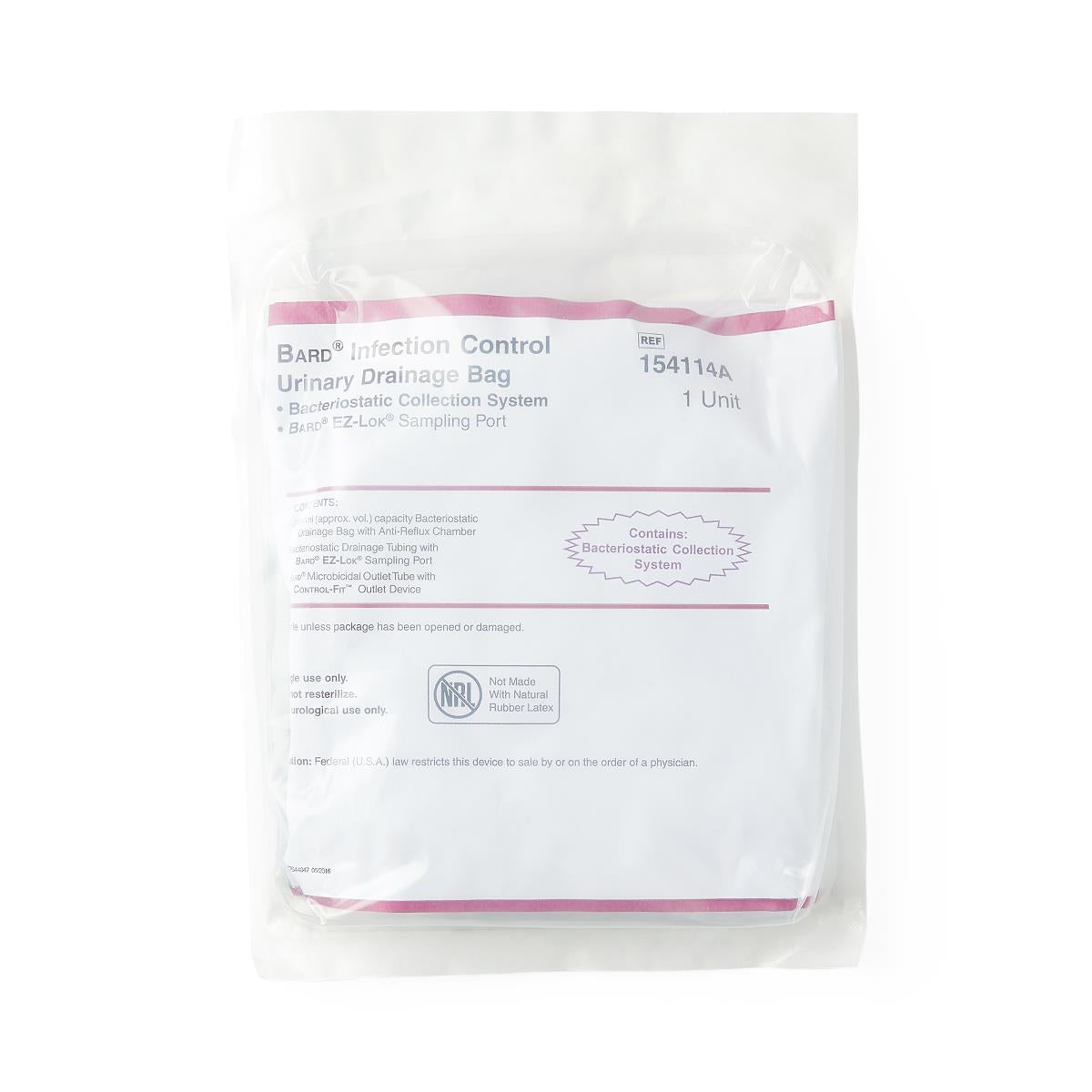 Bard Infection Control Urine Drainage Bag with Anti-Reflux Chamber and Bacteriostatic Collection System 2000mL