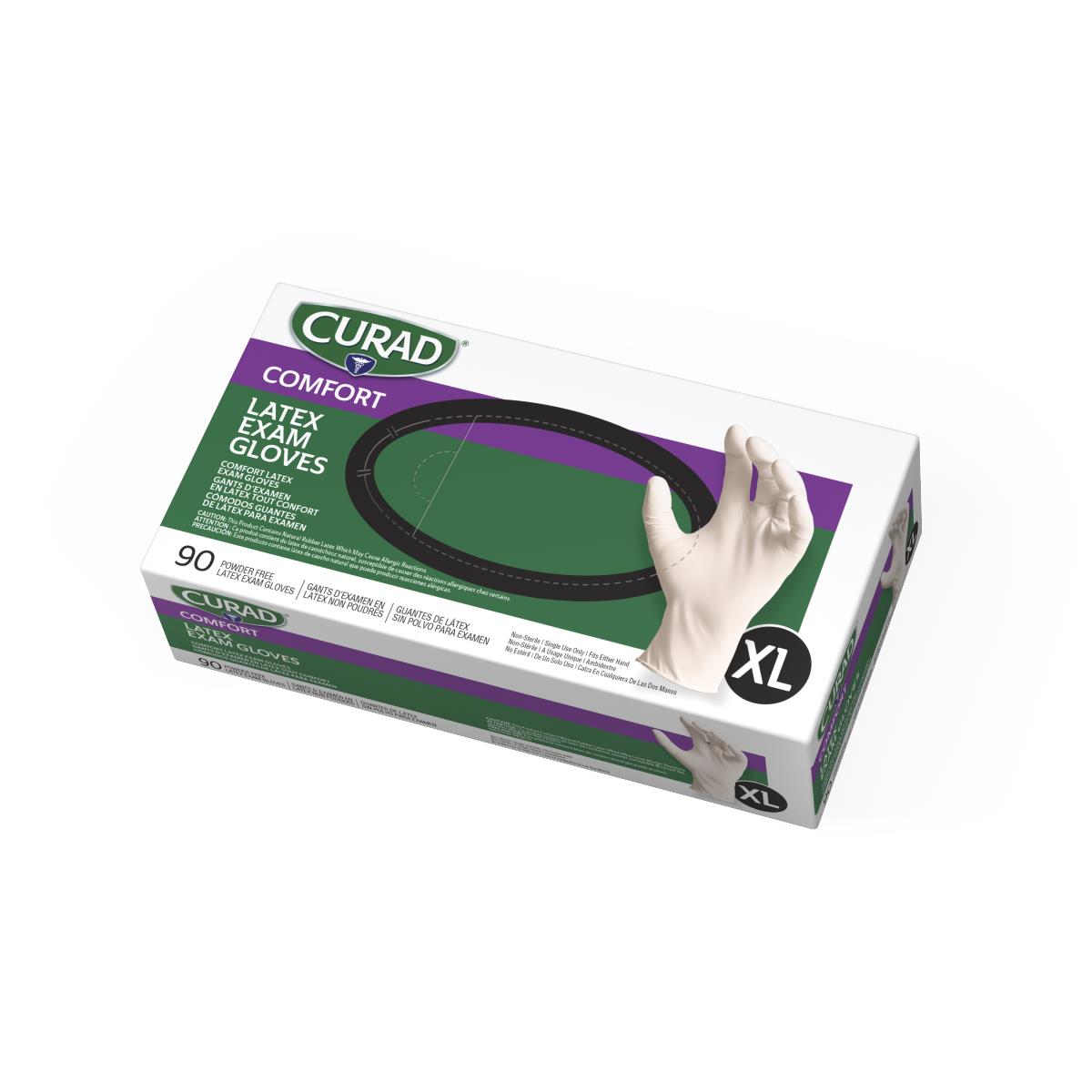 Curad Powder-Free Latex Exam Gloves, Beige, X-Large (CUR8107)