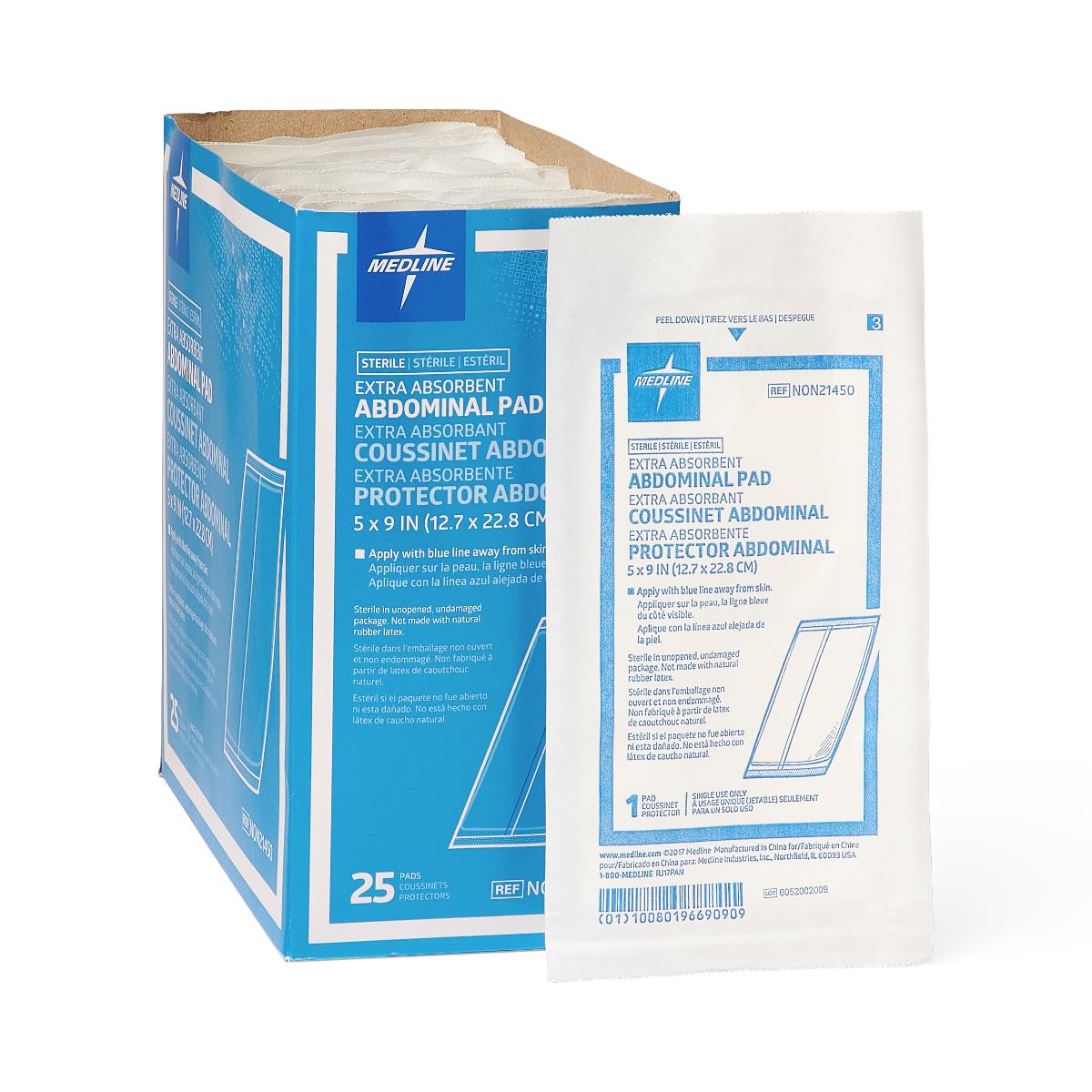 Pad Abdominal 5X9 Sterile Lf 1/Pk - NON21450 - Medical Supply Group