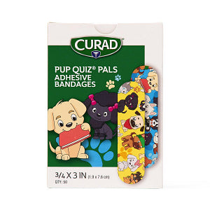 Medline CURAD Pup Quiz Pals Adhesive Bandages 3/4" x 3" Strips (NON256130)