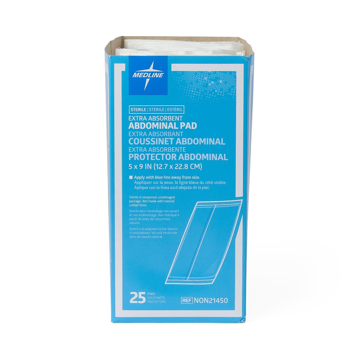 Pad Abdominal Caring 5X9 St Latex free 25-Bx