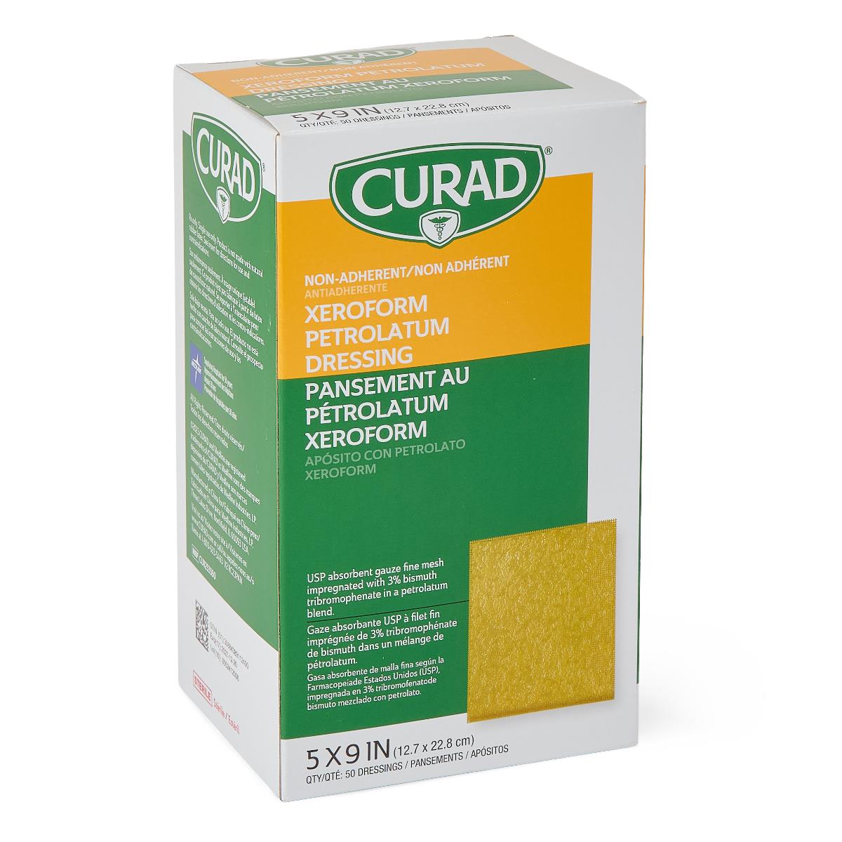 Medline Curad Sterile Xeroform Gauze (CUR253590Z) 5" x 9". 50/BX