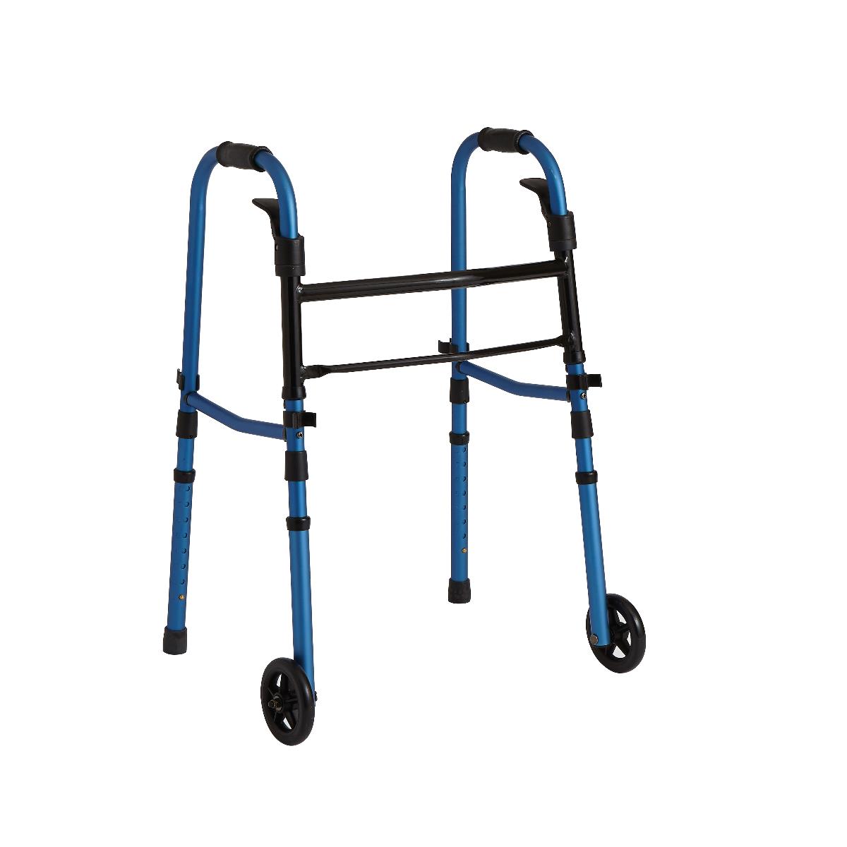 Medline Folding Paddle Walkers with 5" Wheels, Blue (MDS86410KDBW)