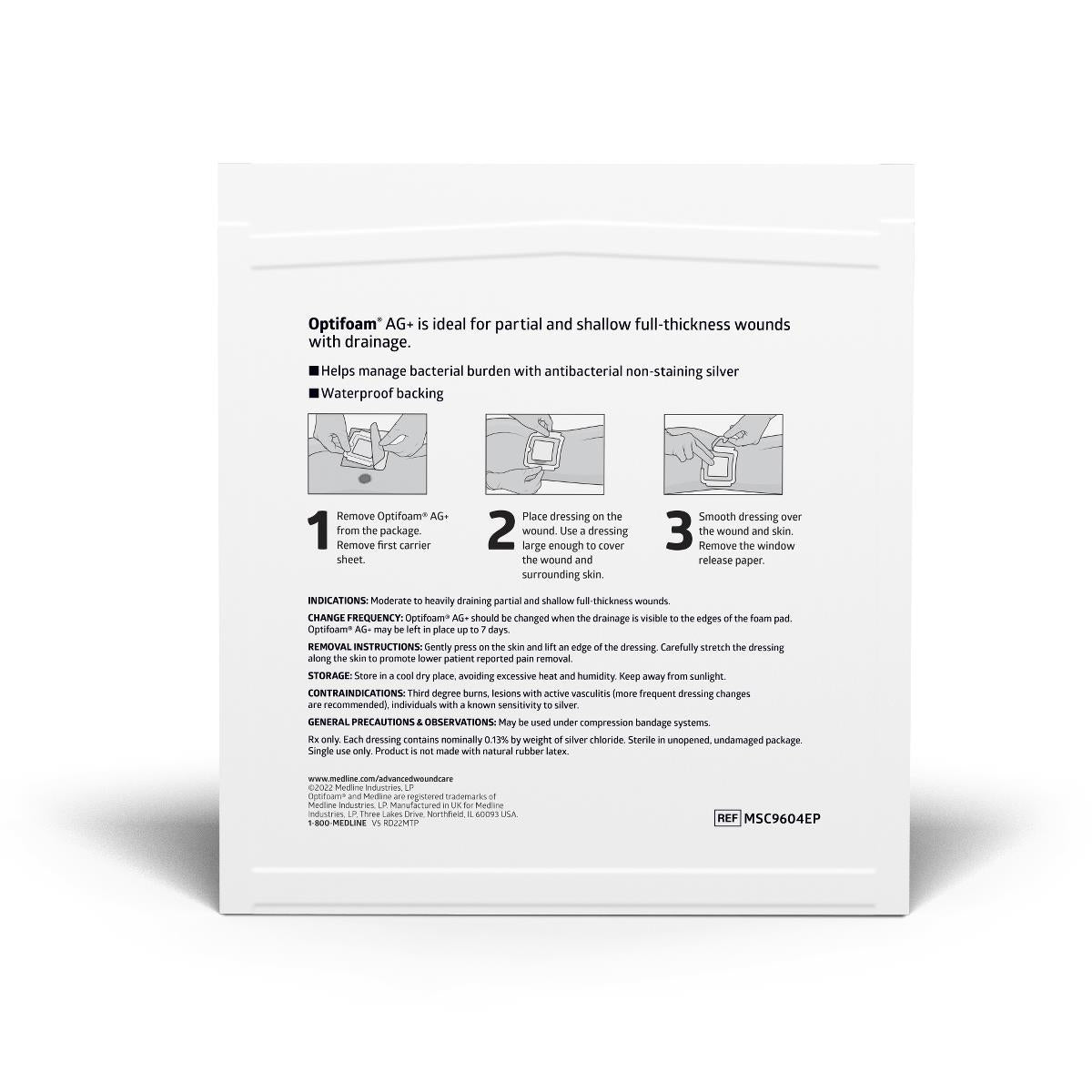 Silver Dressing Optifoam Adhesive Ag 4X 4. 10/Box