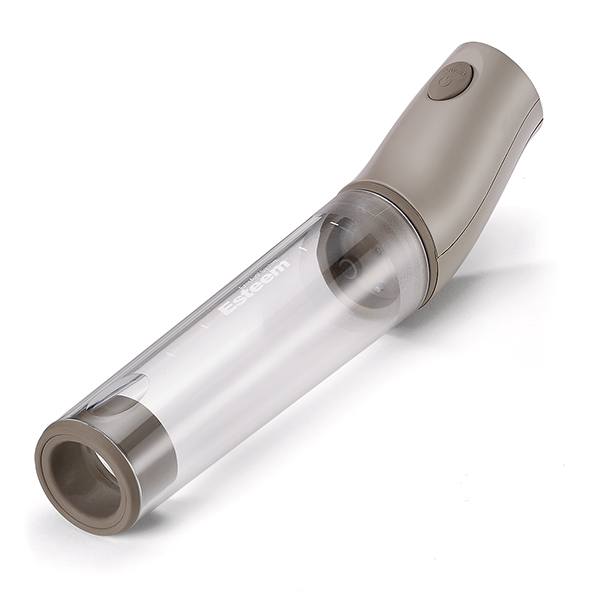 Osbon Esteem automatic pump shown at an angle highlighting the ergonomic one-handed design