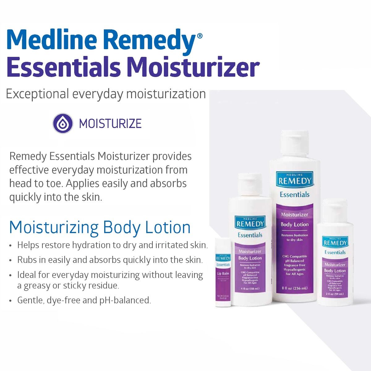 Medline Remedy Essentials Body Lotion Unscented 4oz 3PACK FREE SHIPPING