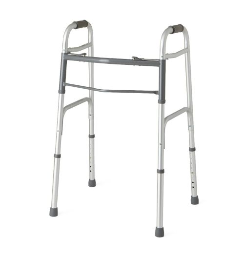 Medline Two-Button Folding Walkers without Wheels (MDS864104H)