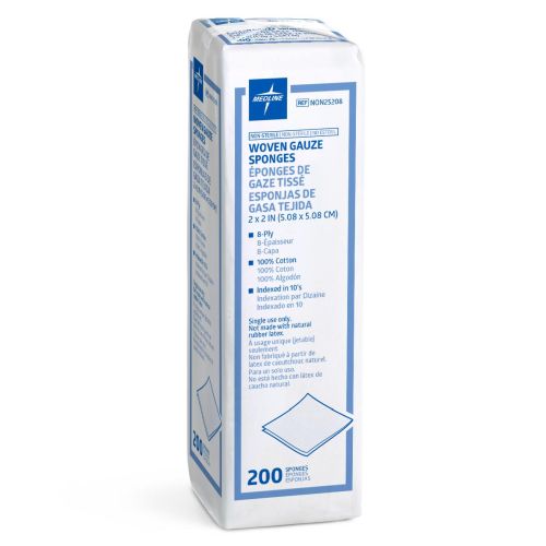 Medline Woven Non-Sterile Gauze Sponges 8 Ply, 2" x 2" (NON25208H)