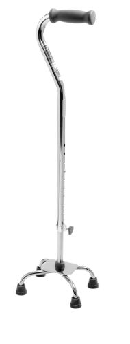 Aluminum Quad Cane, Small Base, Height range 4ft 10" to 6ft 4"