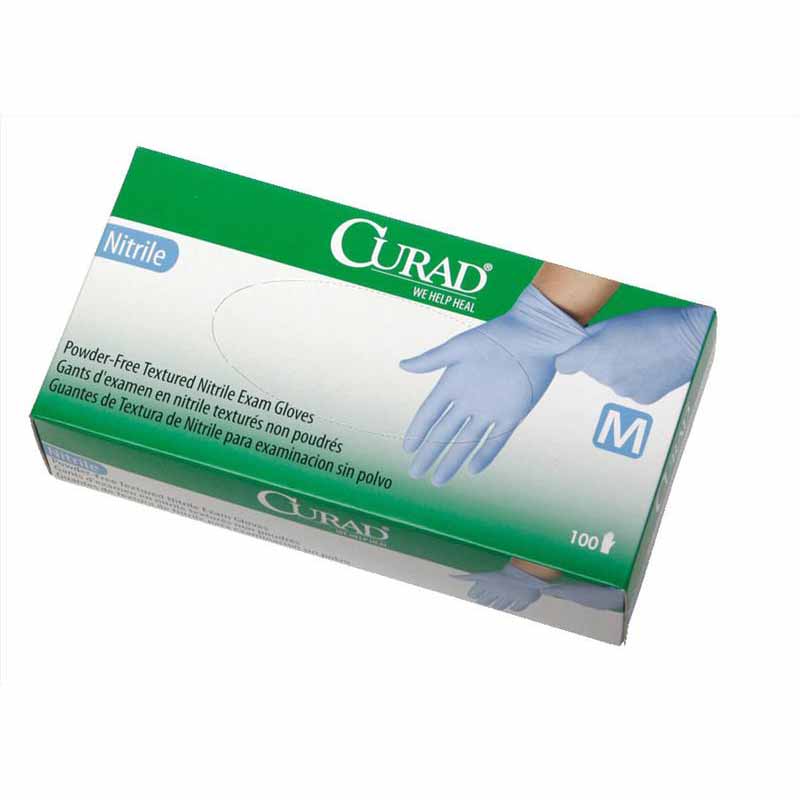 Curad Powder-Free Latex-Free Nitrile Exam Gloves, Blue, Small (CUR9314)
