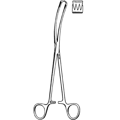 Teale Vulsellum Forceps 9" Curved Sideways 3x4 Teeth- 91-2695