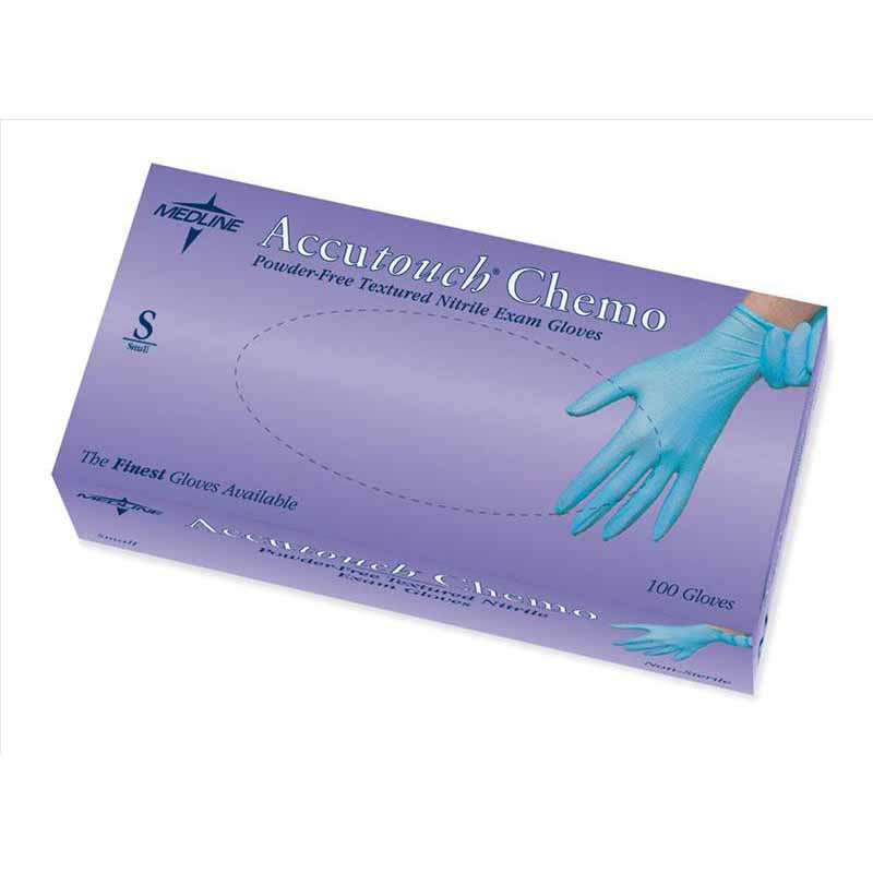 Medline Accutouch Powder-Free Latex-Free Nitrile Exam Gloves, Blue, Small (MDS192084)