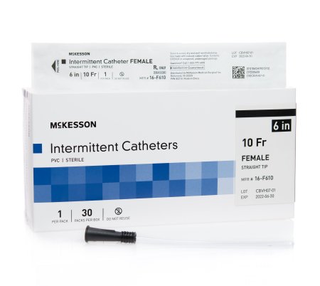 Mckesson Female Intermittent Catheter Straight Tip Uncoated PVC, 6 Inch
