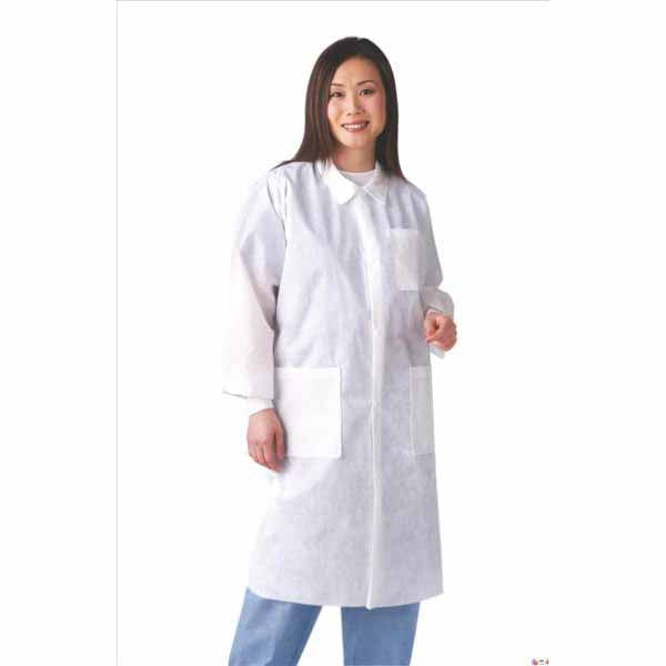 Medline Knit Cuff-Traditional Collar Multi-Layer Lab Coat, White (NONSW100XL)