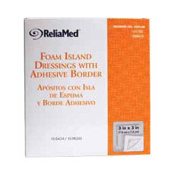 Foam Island Dressing with Adhesive Border, Sterile 3" x 3" by Reliamed