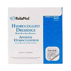 Hydrocolloid Dressing with Beveled Edge, Sterile, 2" x 2" by Reliamed