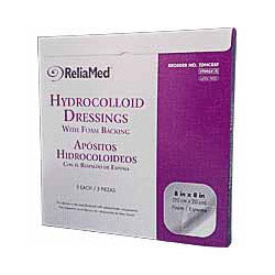 Hydrocolloid Dressing with Foam Back, Sterile 8" x 8" by Reliamed