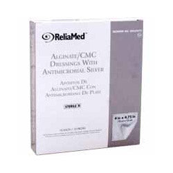 Silver Alginate-CMC Dressings, 4" x 4 3-4" Pads, Sterile by Reliamed