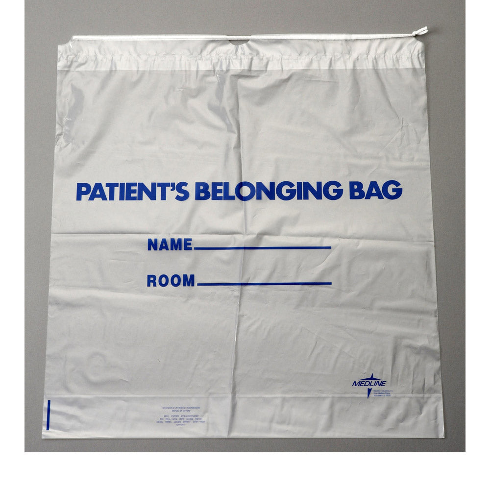 Bag Patient Belonging Drawstring White Print