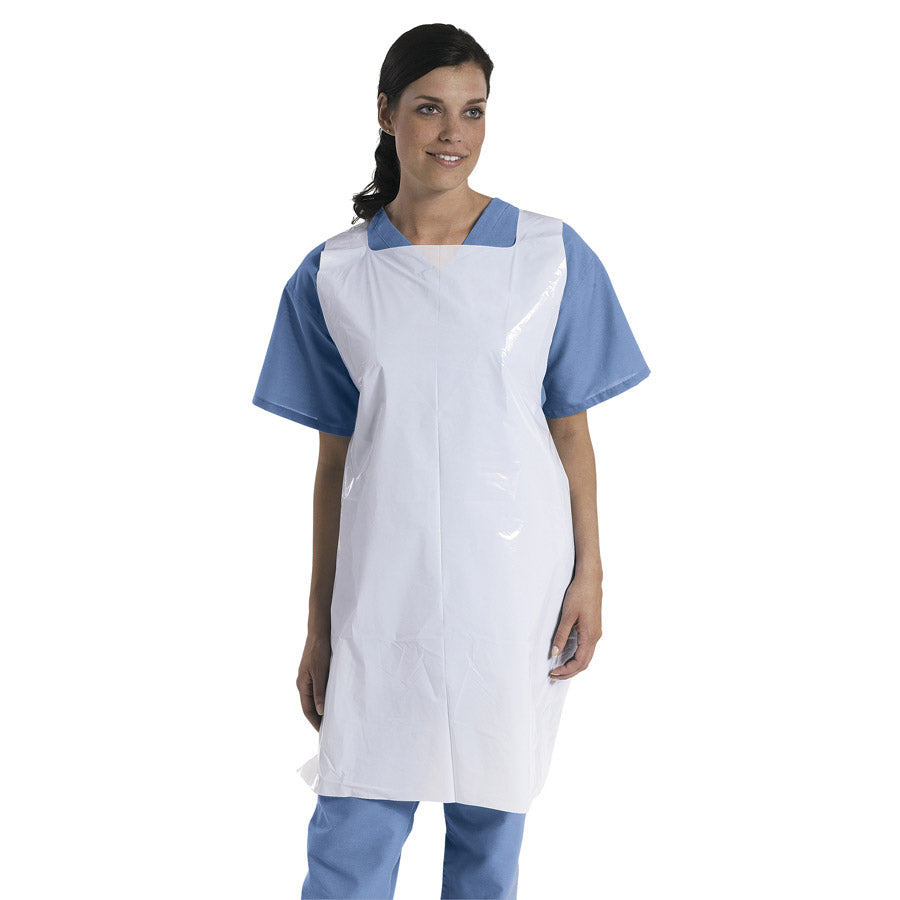 Apron Pullover Lightweight Latex free White 24X42 Disposable
