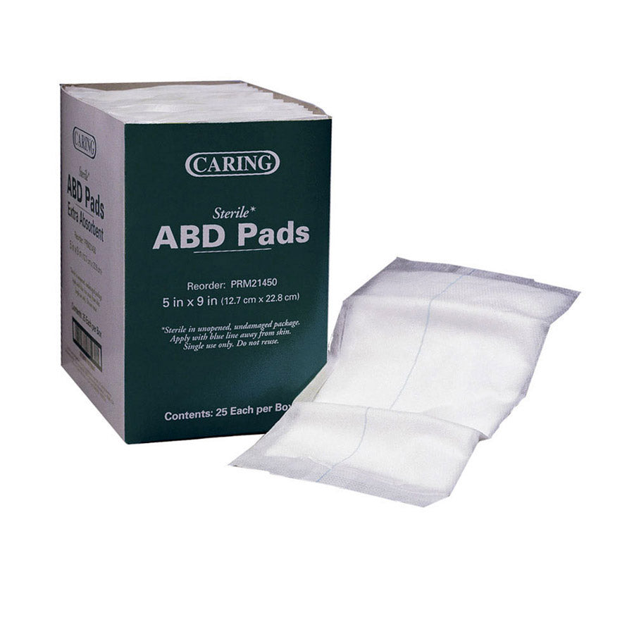 abd dressing blue line Caring Sterile Abdominal Pads Discover 17 Black and