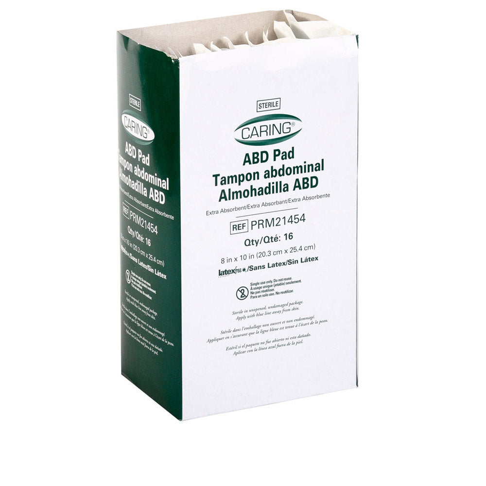 Pad Abdominal Caring 8X10 St Latex free 16/Pack