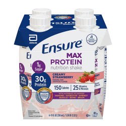 Ensure Max Protein Nutrition Shake Creamy Strawberry 11 oz. Reclosable Carton