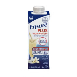 Ensure Plus High Protein Therapeutic Nutrition Shake Vanilla Flavor Liquid 8 oz. Reclosable Carton