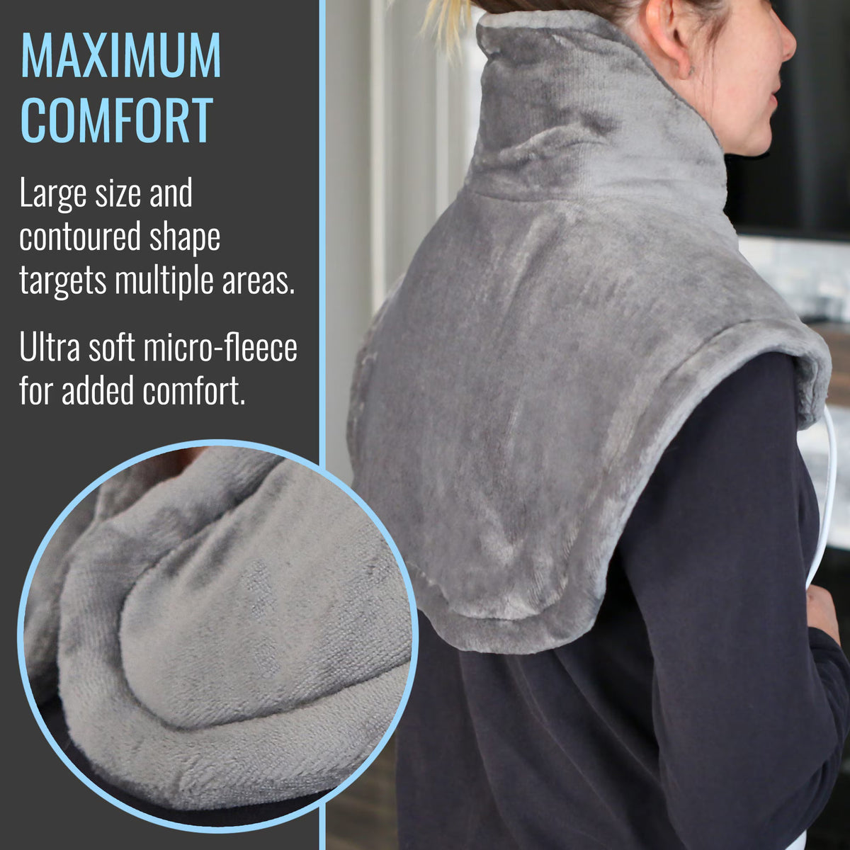 Neck and Shoulder Heating Pad, Large Plush Micro-Fleece