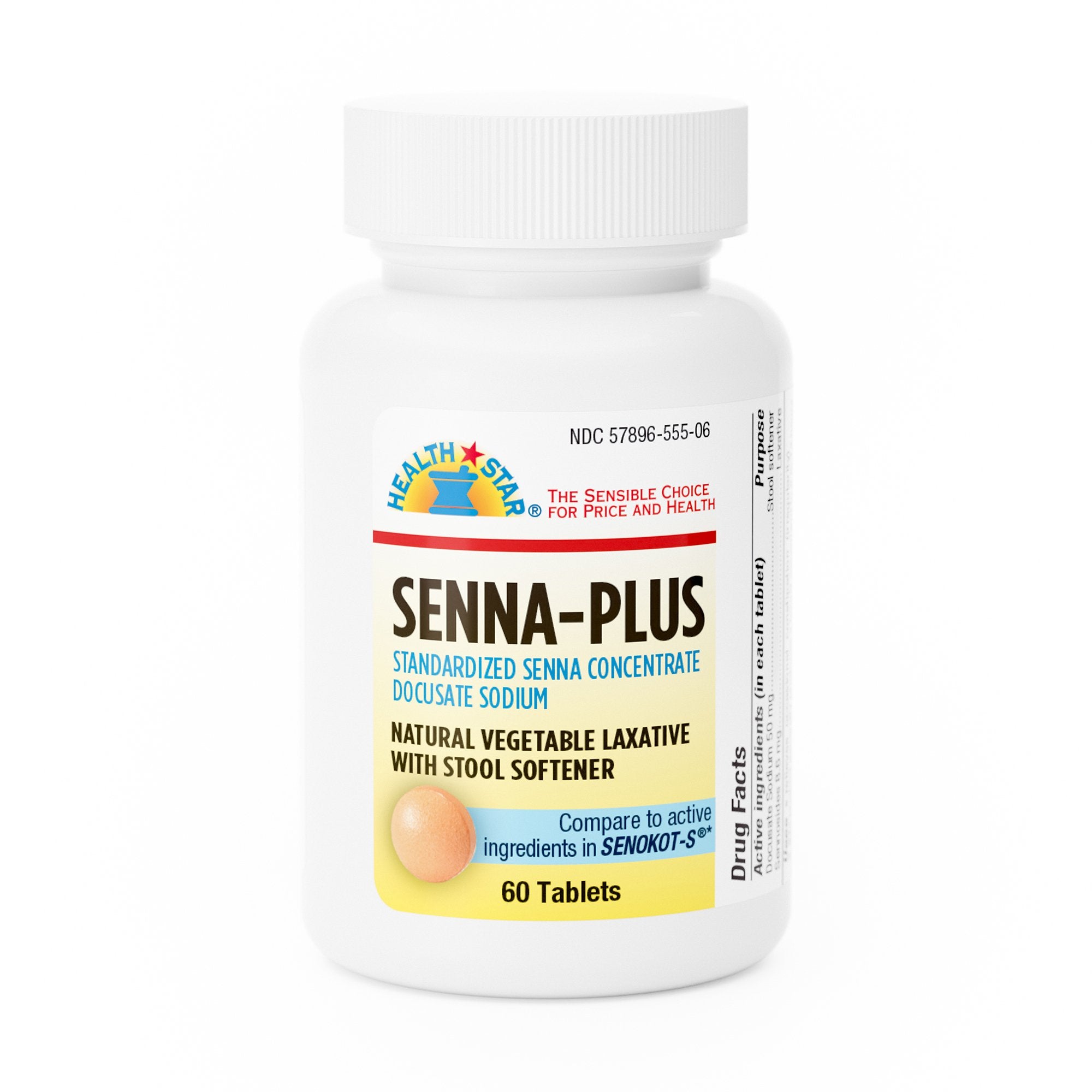 Senna (Senokot) 60 tablets 50 mg - 8.6 mg Strength Docusate Sodium / Sennosides