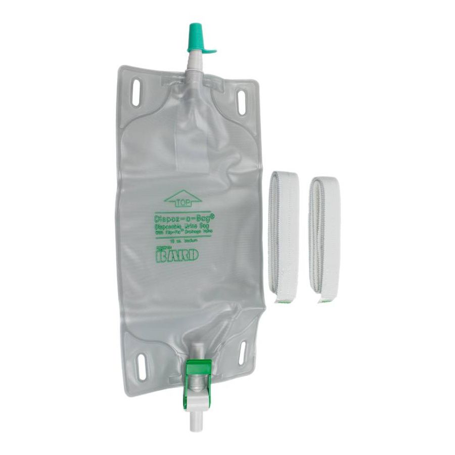 Bard Dispoz-A-Bag® Leg Bag with Flip-Flo™ Valve, Sterile, with Fabric Straps