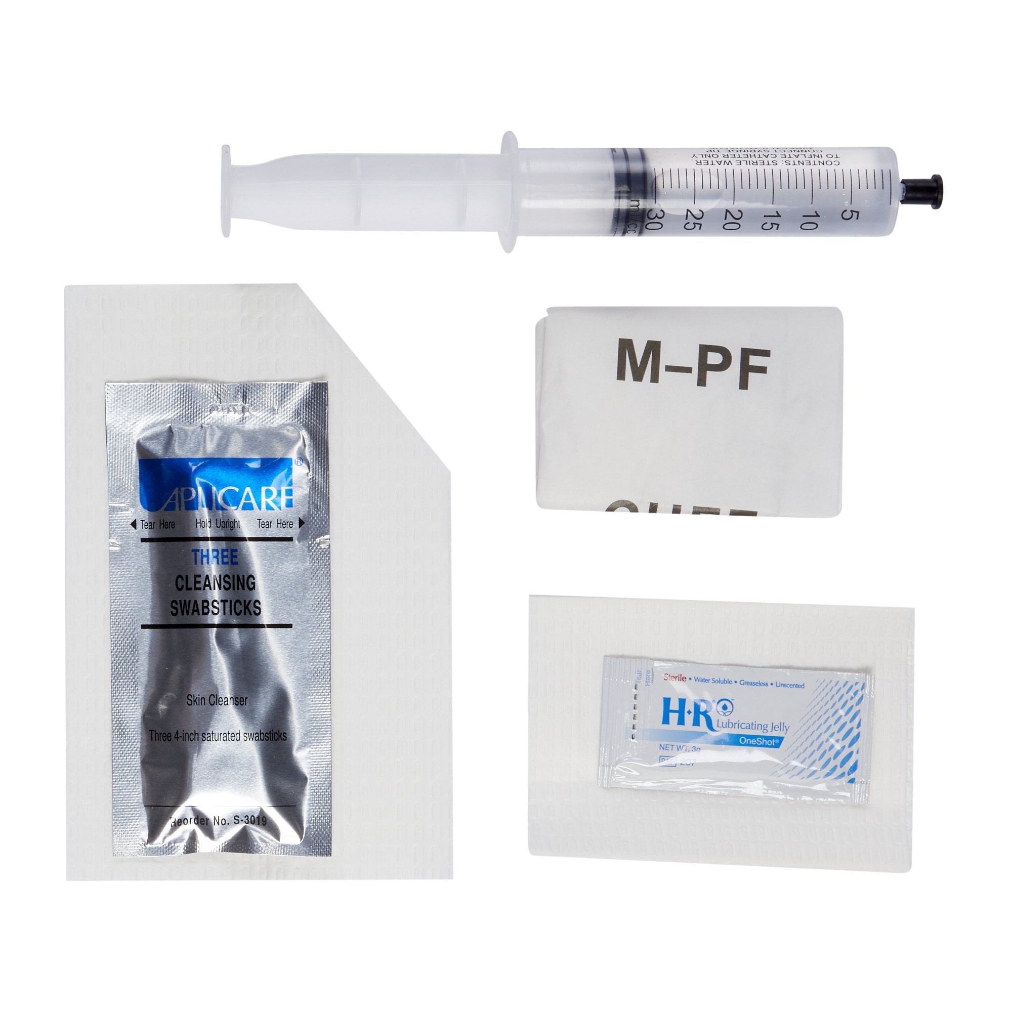 Foley Insertion Tray without Catheter, BZK wipes, 30cc Prefilled syringe