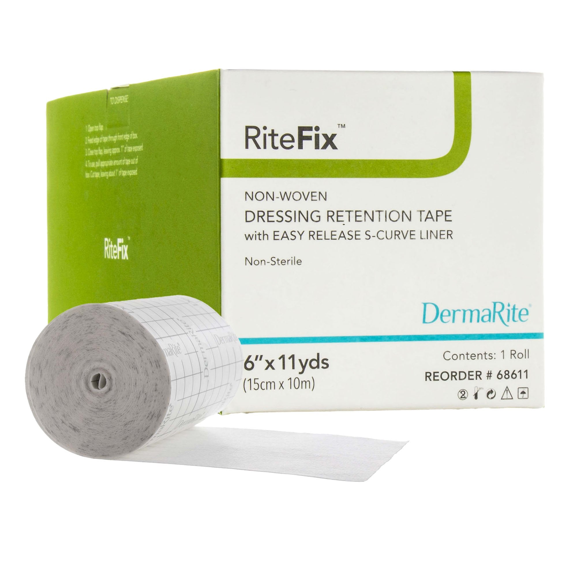 Water Resistant Dressing Retention Tape with Liner RiteFix™ White