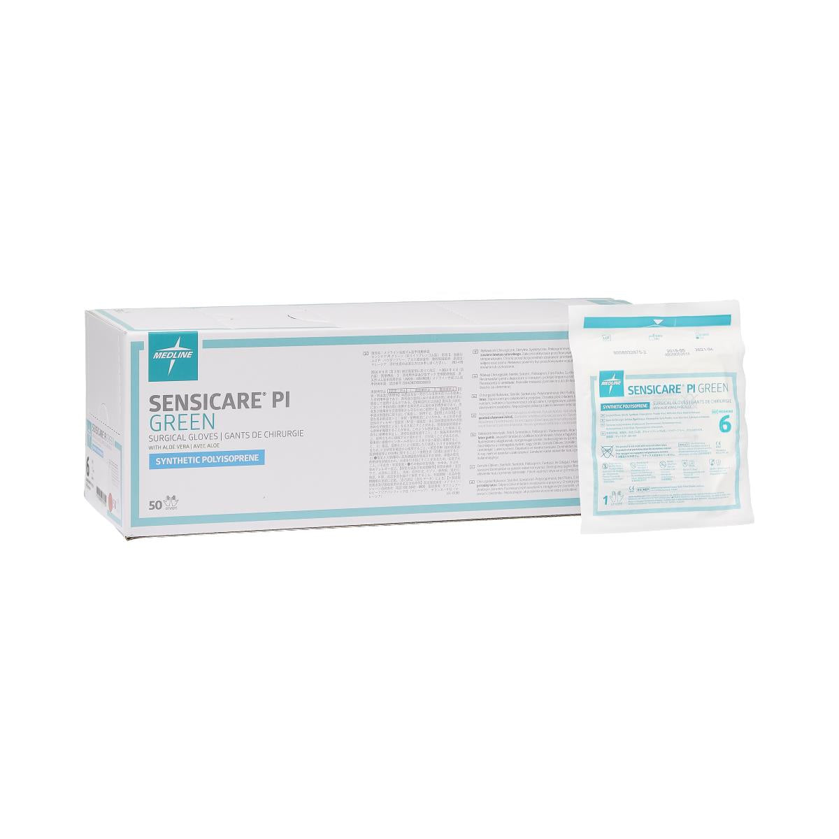 SensiCare PI Green Surgical Gloves