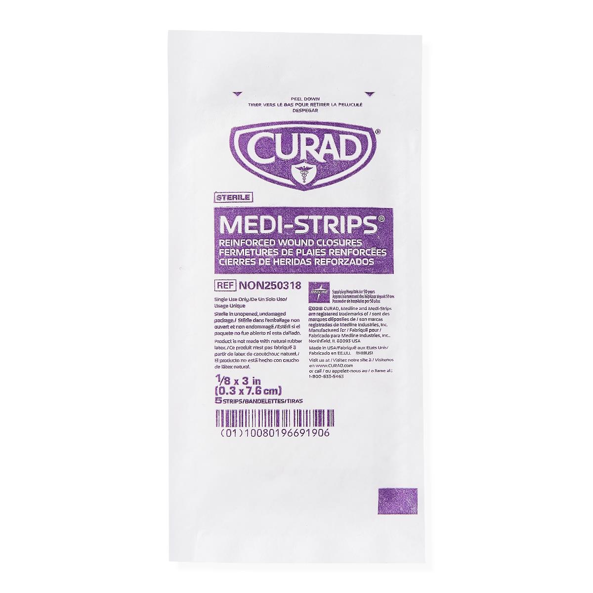 Strip Closure Wound Medi-Strip 1/8X3 - NON250318 - Medical Supply