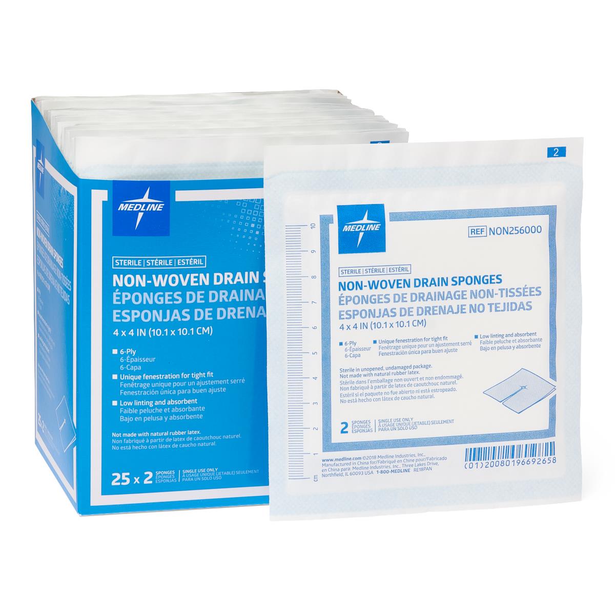 Sponge Drain Nonwoven 4X4 6Ply Sterile Latex free