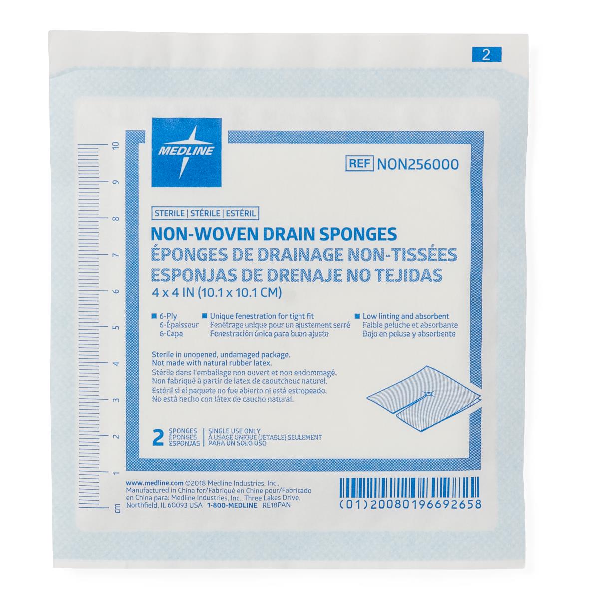 Sponge Drain Nonwoven 4X4 6Ply Sterile Latex free