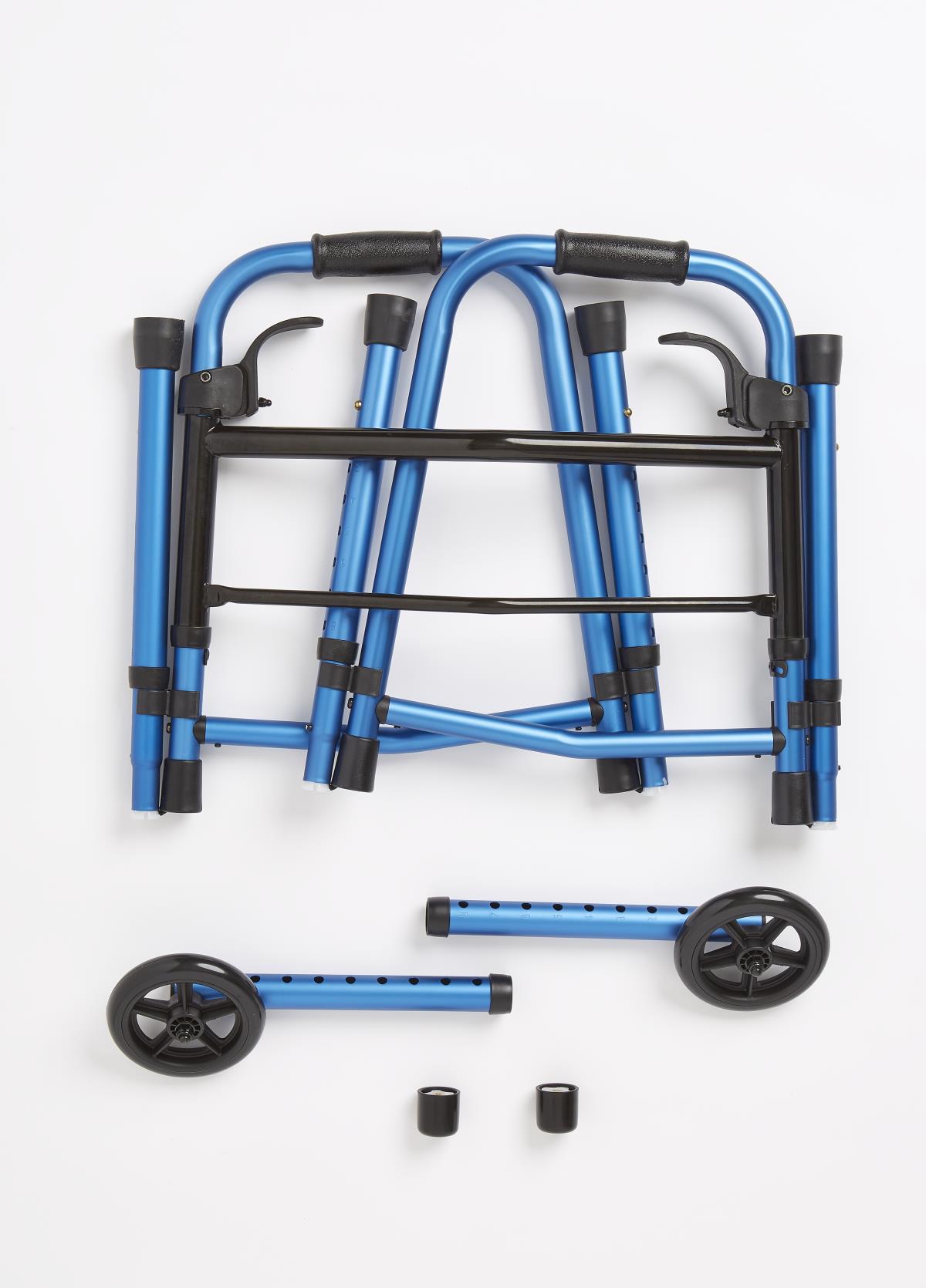 Medline Folding Paddle Walkers with 5" Wheels, Blue (MDS86410KDBW)