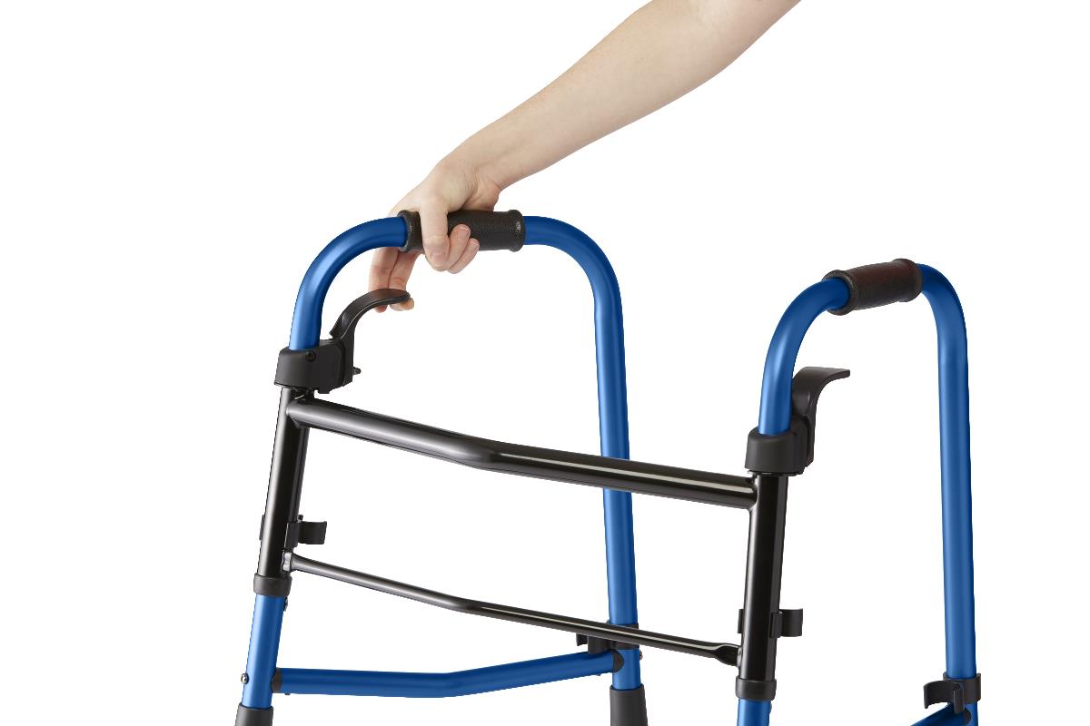Medline Folding Paddle Walkers with 5" Wheels, Blue (MDS86410KDBW)