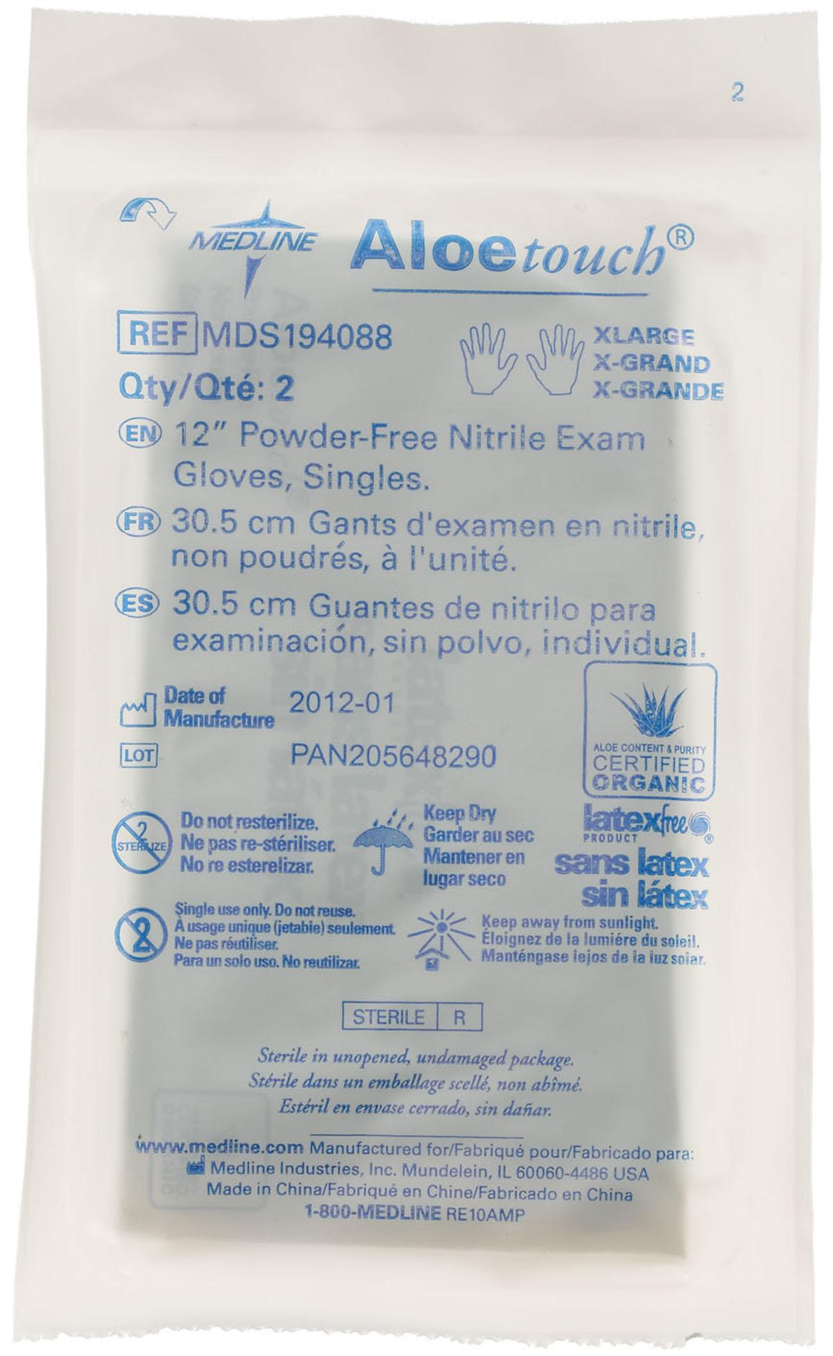 AloeTouch Sterile 12" Powder-Free Nitrile Exam Gloves