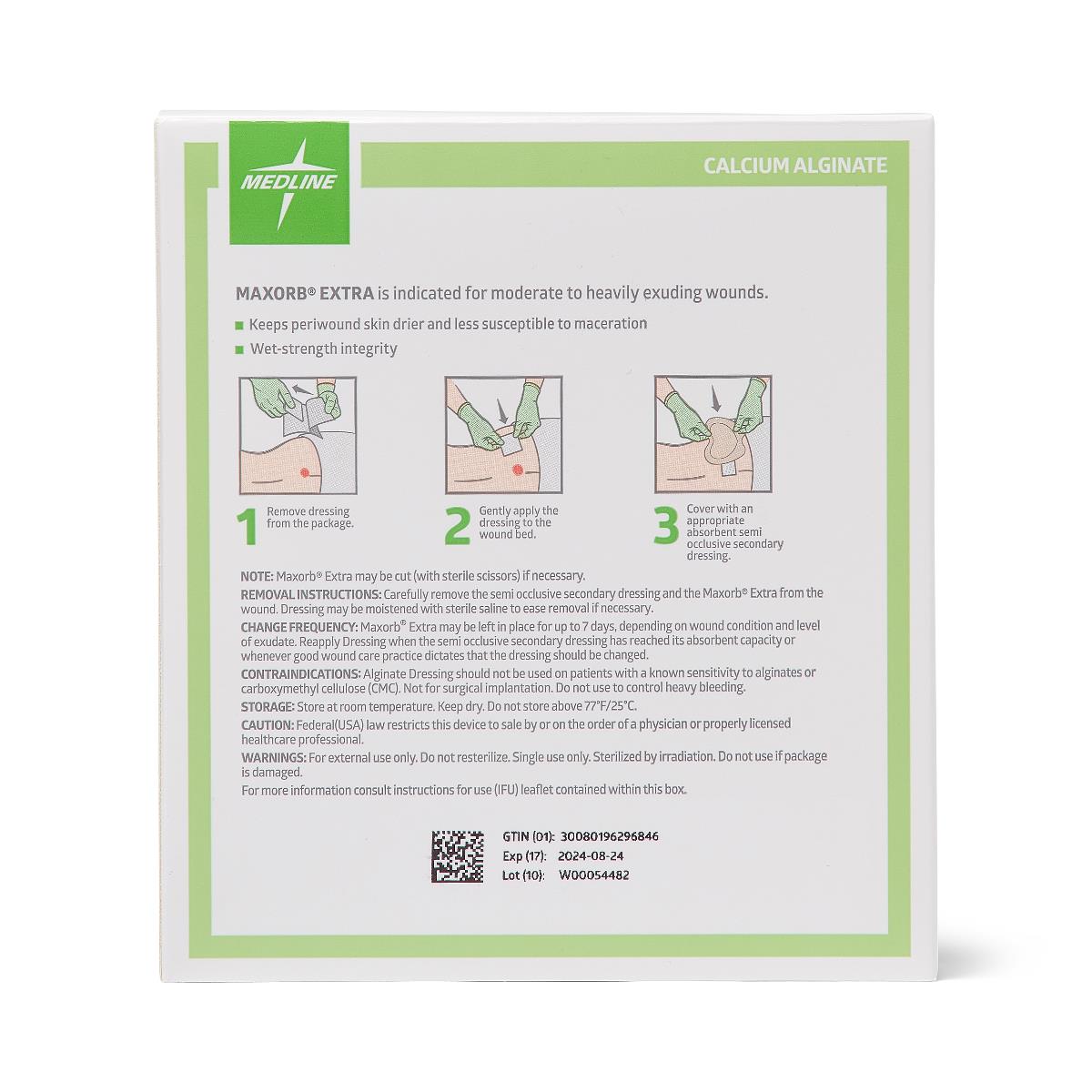 Maxorb Extra CMC/Alginate Dressings 4x4 Inch (MSC7044EPH) 1/EACH