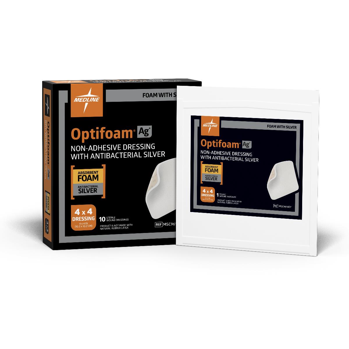 Medline Optifoam Silver Antimicrobial Non-Adhesive Dressings (MSC9614EPZ) 10.BOX