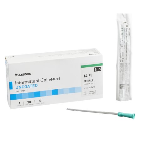 Mckesson Female Intermittent Catheter Straight Tip Uncoated PVC, 6 Inch