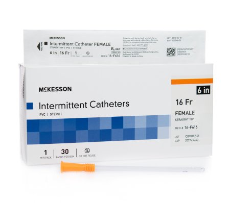 Mckesson Female Intermittent Catheter Straight Tip Uncoated PVC, 6 Inch