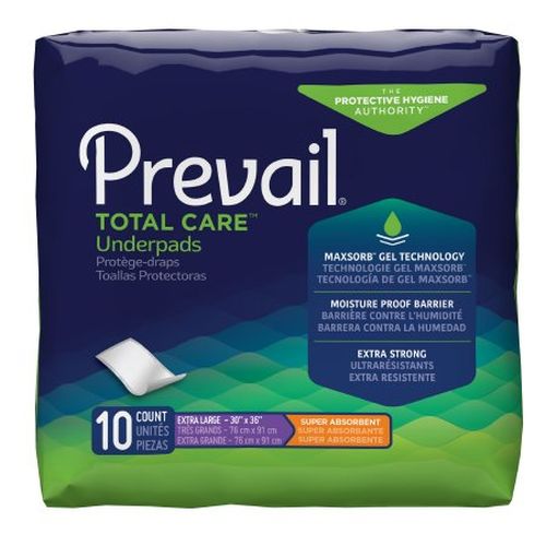 Prevail® Total Care™  Super Absorbency Disposable Underpads,  30 x 36, 40-CASE